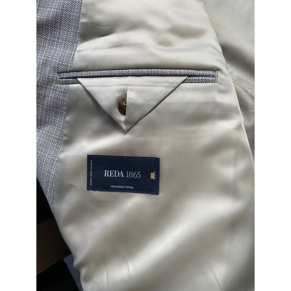 Reda 1865 Wool Blazer Mens 48R Taupe and Blue Made in Italy - Picture 7 of 12